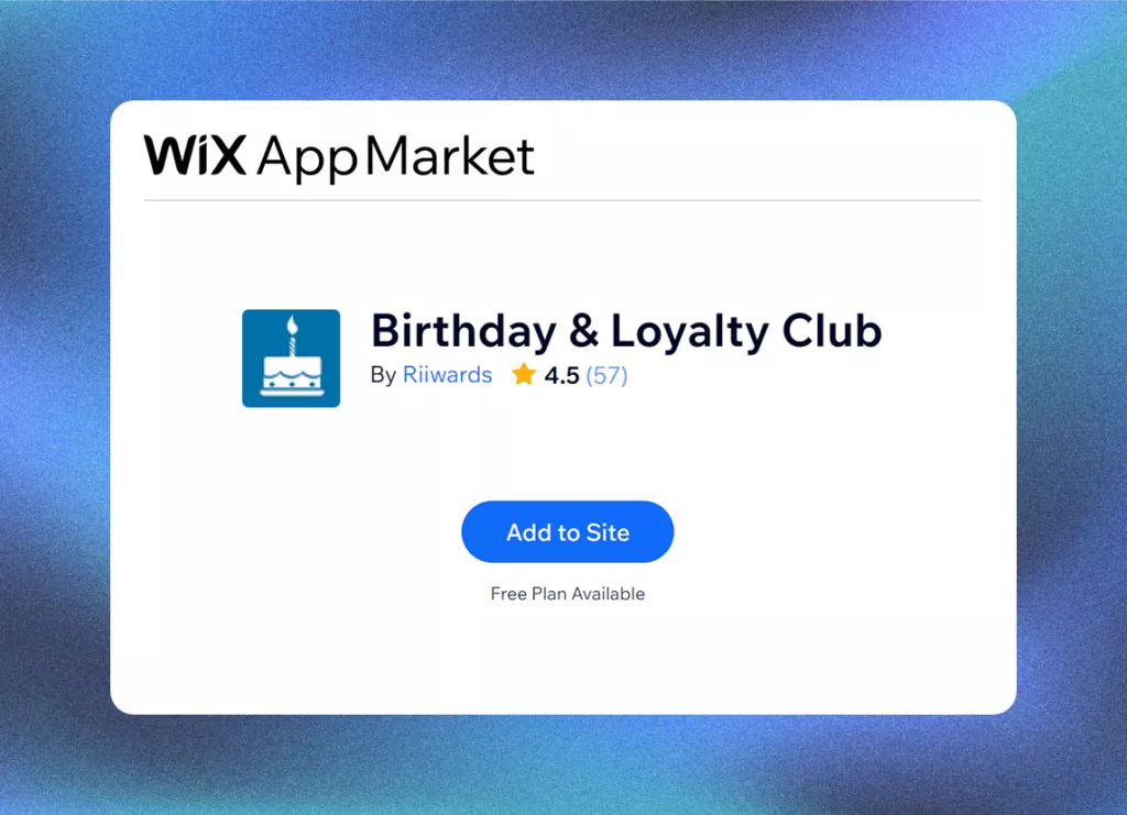 Birthday and Loyalty Club on WiX